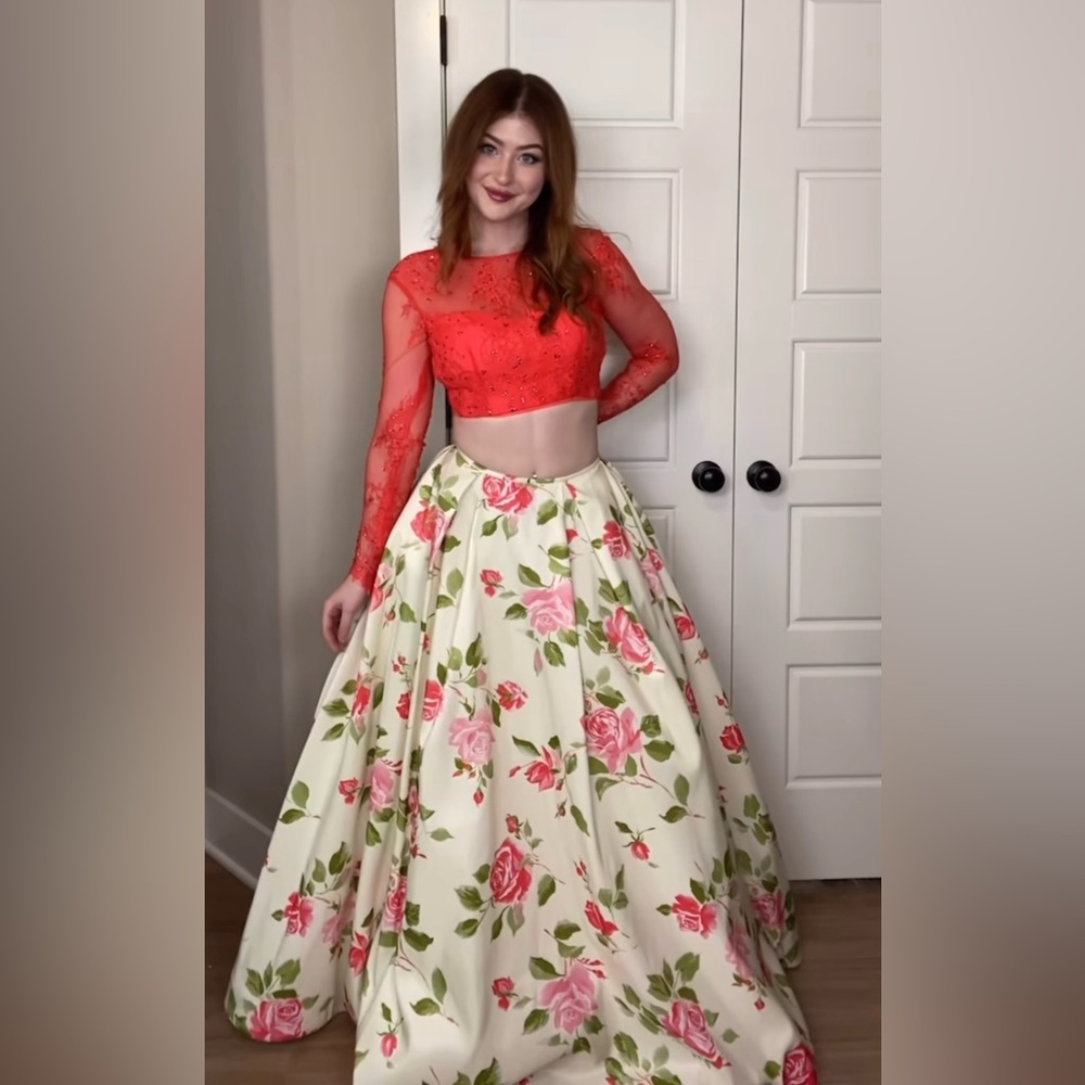 Floral Two Piece Sherri Hill Prom Dress